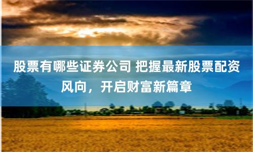 股票有哪些证券公司 把握最新股票配资风向，开启财富新篇章